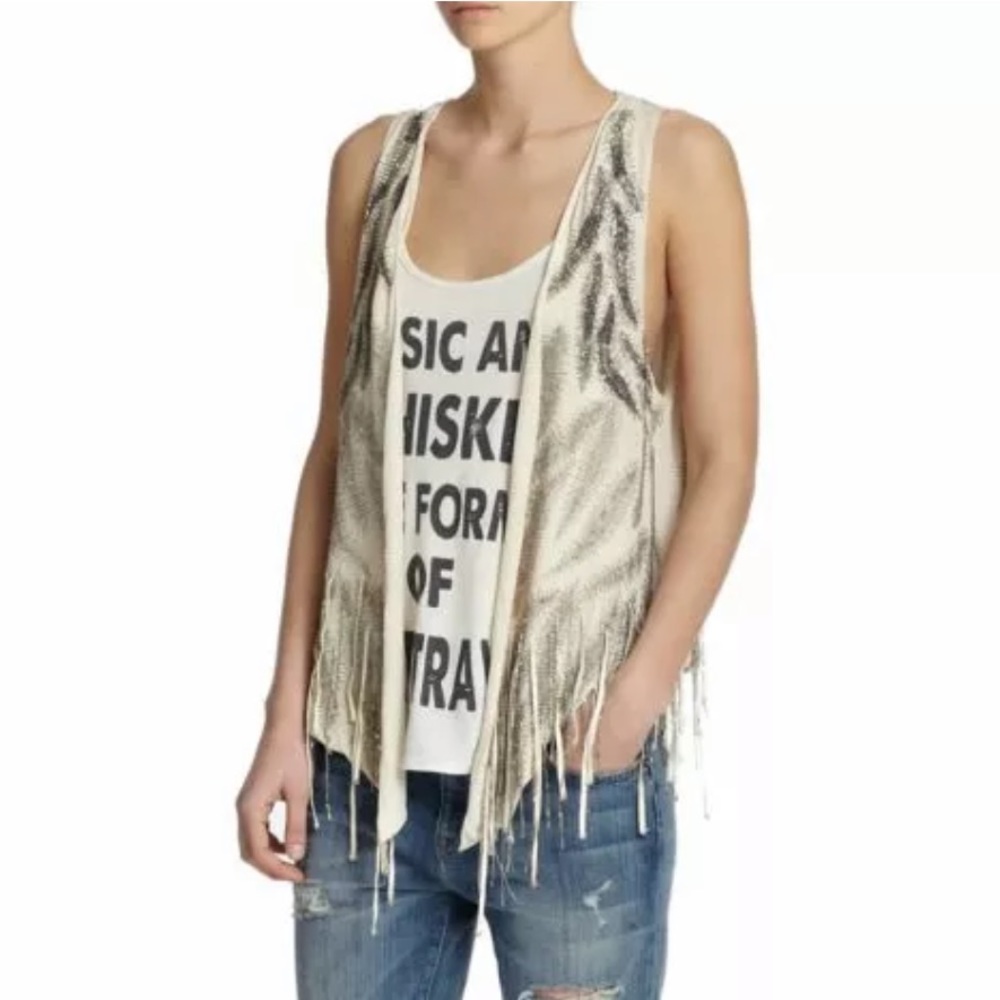 Haute Hippie Beaded Vest with Fringe
